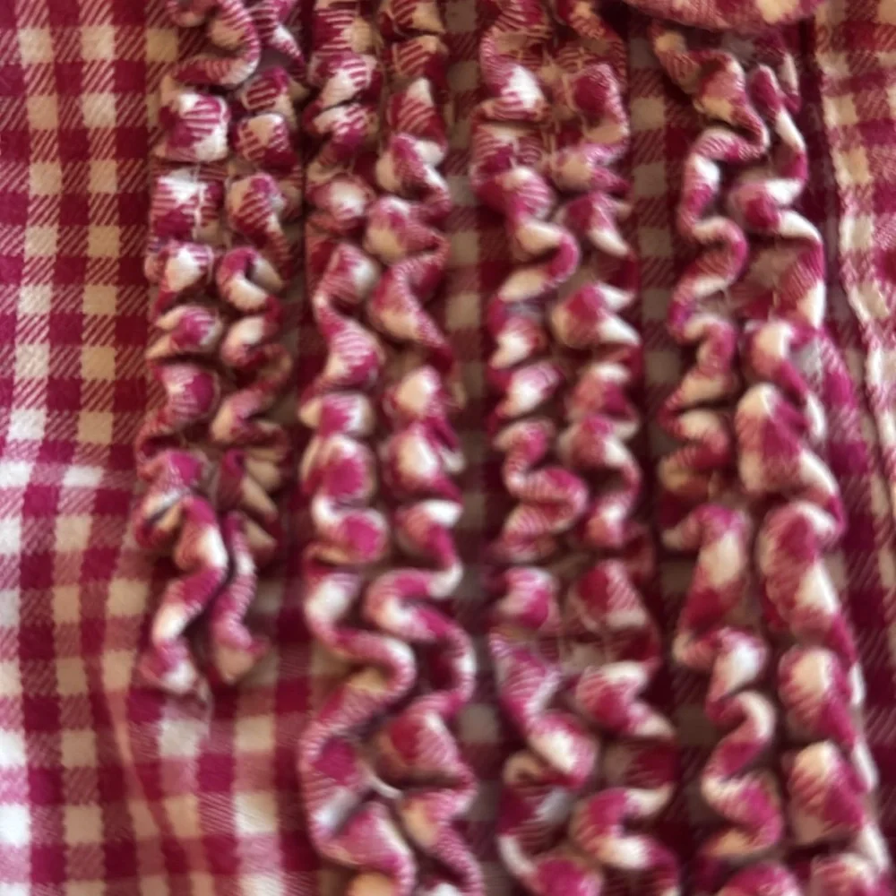 Pink and white Gingham Ralph Lauren Dress 3M Roll Sleeve Ruffle Neck Pink